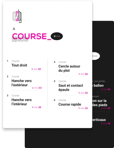 programme sur-mesure de course de 8 minutes comprenant 6 exercices